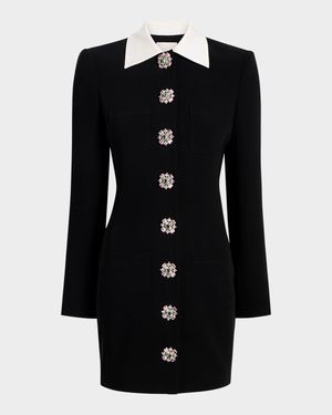 Sheryl Tailored Crystal-Button Mini Dress