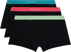 Paul Smith Three-Pack Black Contrast-Waist Boxer Briefs