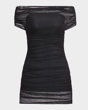 Bella Ruched Mesh Mini Dress