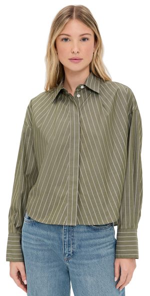 rag & bone Martha Poplin Striped Shirt Grnst L
