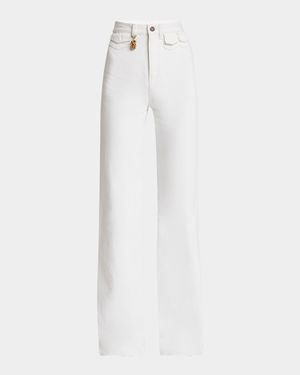High Rise Flared Jeans, White