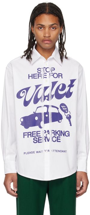 Late Checkout White Printed Shirt