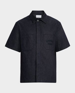 Men's Denim Herringbone Short-Sleeve Shirt