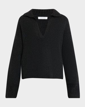 Ribbed Cashmere Polo Sweater