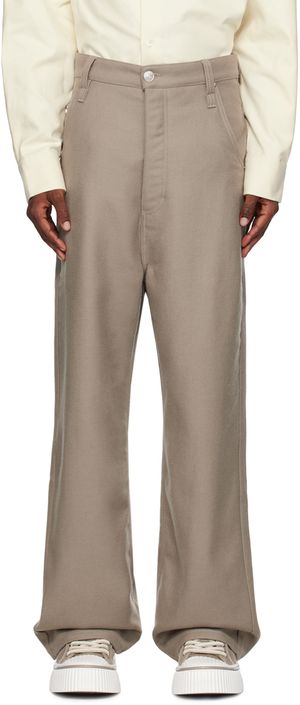 AMI Paris Taupe Baggy Fit Trousers