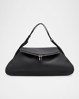 Gemini Jumbo Grain Leather Shoulder Bag