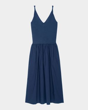 France Solid Poplin Jersey Midi Dress