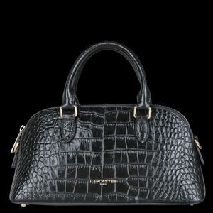 Lancaster Paris - Sac demi-lune en cuir embossé croco - Taille Unique - Noir