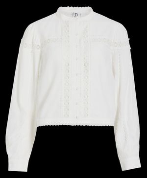 Rouge Edit - Blouse droite brodée à dentelle - Taille 42 - Blanc