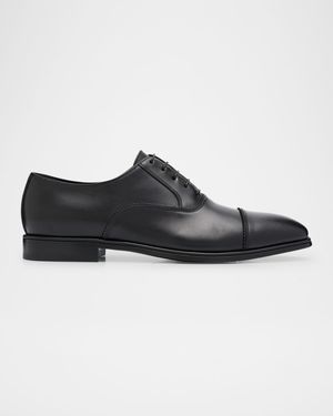 Men's Boston Brogue Leather Cap-Toe Oxfords