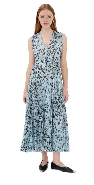 Proenza Schouler Pat Dress in Printed Crinkle Chiffon Sky Blue Multi 10