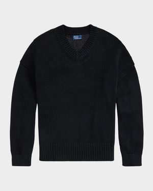 Linen-Cotton V-Neck Sweater