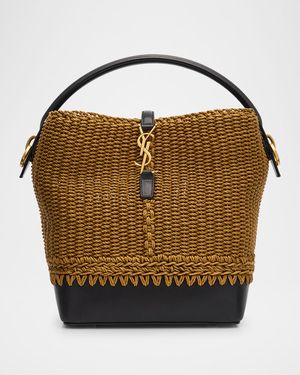 Le 37 YSL Bucket Bag in Raffia and Leather