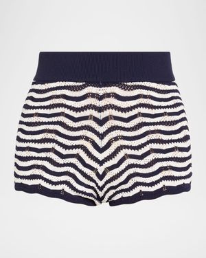 Luna Striped Crochet Shorts