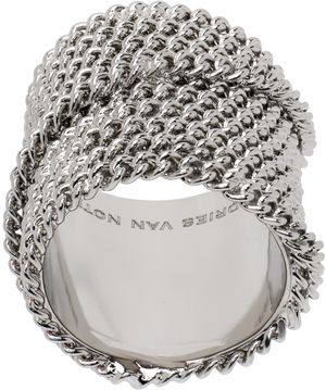 Dries Van Noten Silver Stacked Chain Ring
