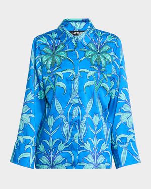 Floral-Print Button-Down Blouse