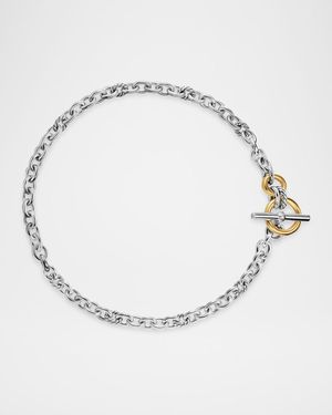 DY Mercer Single-Row Toggle Necklace with Diamonds and 18K Gold in Silver, 20mm