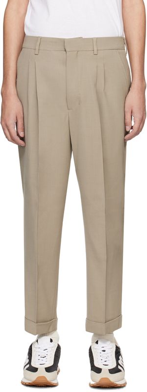 AMI Paris Pantalon carotte taupe