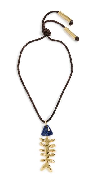 Eliou Fish Bone Necklace Gold Plated One Size