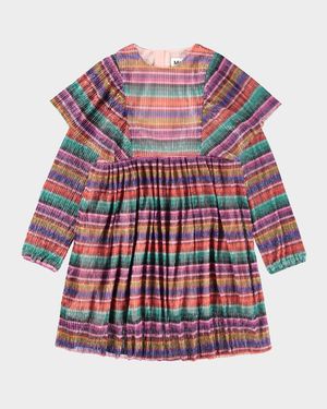 Girl's Carina Pleated Stripe Dress, Size 7-12