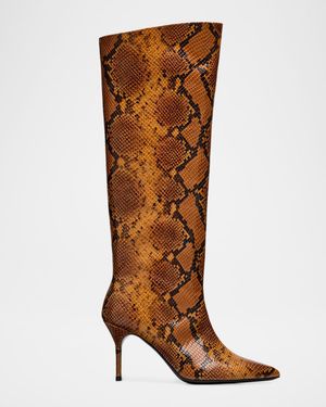 Sebastian Snake-Embossed Leather Knee-High Boots