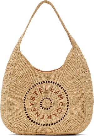 Stella McCartney Beige Logo Raffia Slouchy Medium Tote