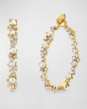 14K Gold and Diamond Extra Large Cocktail Hoops