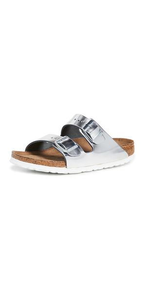 Birkenstock Arizona Soft Footbed Sandals Metallic Silver 37