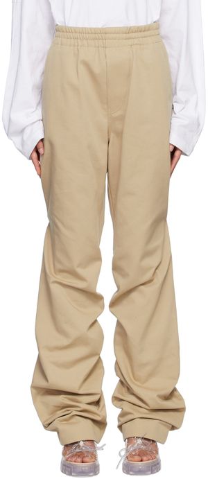 We11done Beige Banded Shirring Trousers