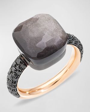 NUDO 18k Rose Gold/Titanium Maxi Obsidian & Black Diamond Ring, Size 53
