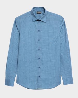 Men's Stretch Poplin Geometric Sport Shirt