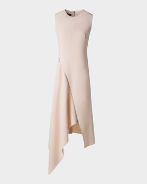 High-Low Zip Wool Crepe Midi Dress
