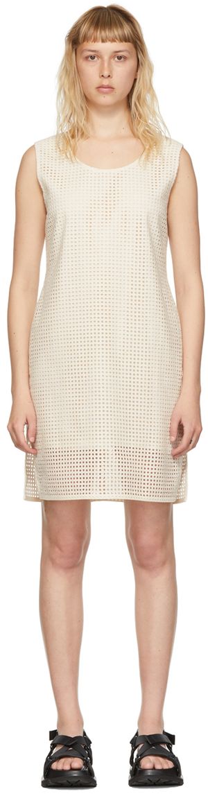 AMOMENTO Off-White Cotton Mini Dress