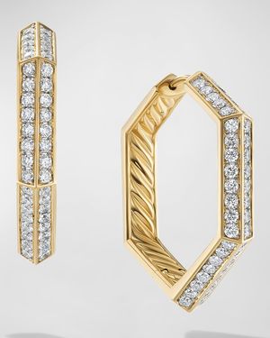 Carlyle Hoop Earrings with Diamonds in 18K Gold, 4mm, 1"L