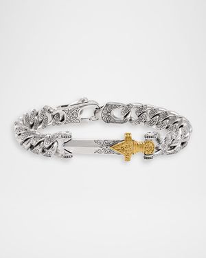 Men's Sterling Silver and Bronze Sword Bracelet