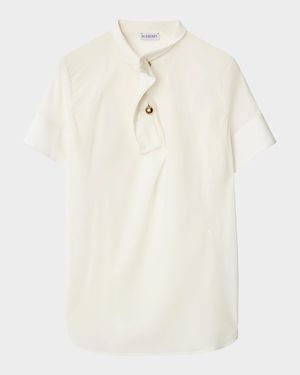 Short-Sleeve Silk Polo Shirt