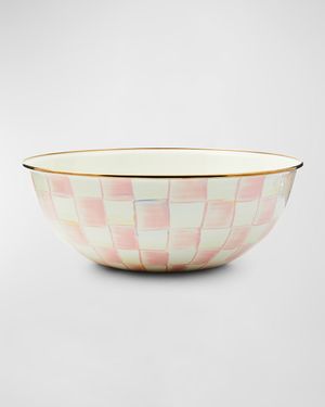 Rosy Check Enamel Everyday Bowl, Extra Large