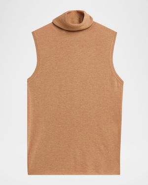 Machine Washable Cashmere Sleeveless Turtleneck
