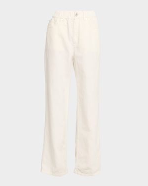 Dyed Cotton-Linen Wide-Leg Pants