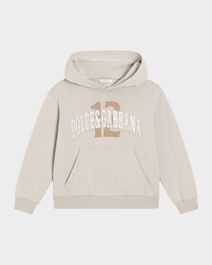 Boy's Logo Embroidered Cotton Hoodie, Size 8-14