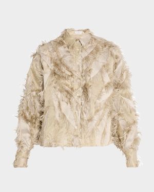 Fringed Fil Coupe Jacquard Bomber Jacket