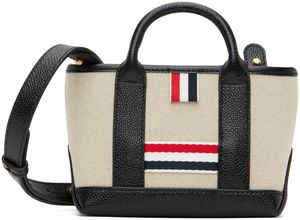 Thom Browne Black & Beige Cotton Canvas Mini Tool Tote