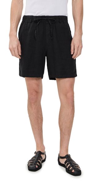 Bather Black Linen Leisure Shorts 6.25 Black S