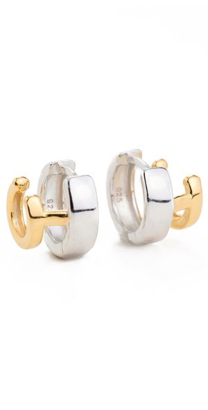 SHASHI Double Katerina Two Tone Earrings Silver/Gold One Size