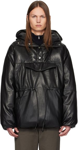 Nanushka Blouson Osana noir en cuir synthétique rembourré en duvet