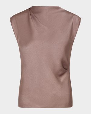 Satin Draped Cowl-Neck Top