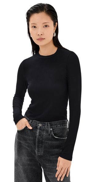 Stateside Fine Rib Cropped Top Black L