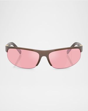 A02S Semi-Rimless Oval Plastic Sunglasses