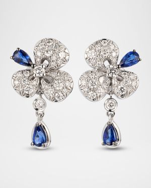 18K White Gold Ischia Diamond and Blue Sapphire Earrings