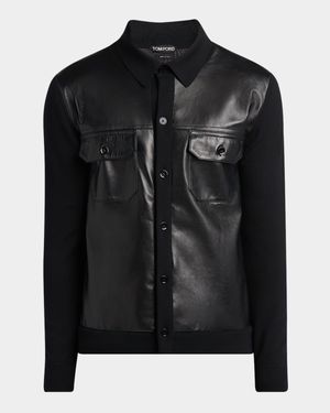 Men's Leather and Wool Overshirt